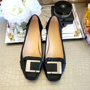 Calvin Klein Monet Black Silver Buckle Loafers Size 7.5